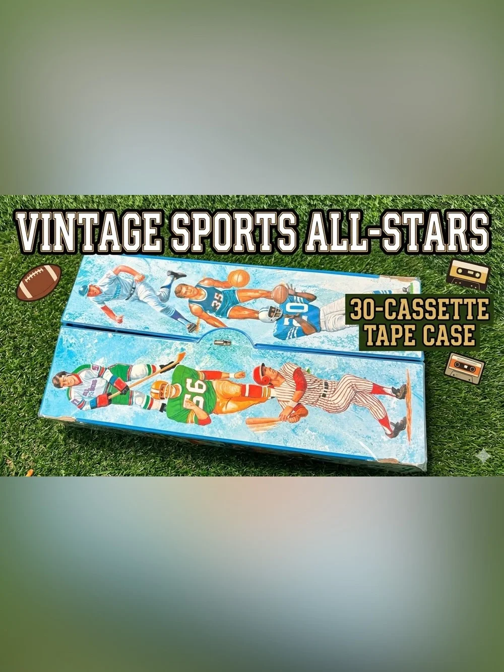 Vintage Sports All Stars 30 Cassette Tape Carrying Case Holder Vinyl Storage Box - Picture 1 of 8